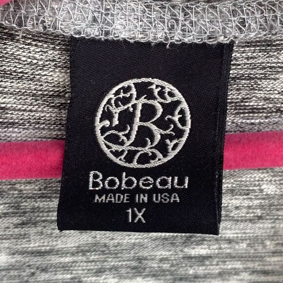 Bobeau Women's 1X Gray Open Front Cardigan Long Sleeve Sweater - Picture 3 of 8